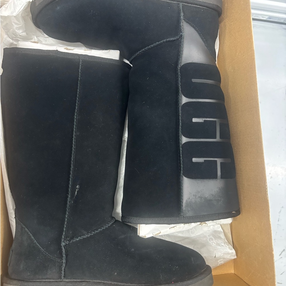 UGG Classic Tall Logo Black Rubber Boot - Picture 6 of 16